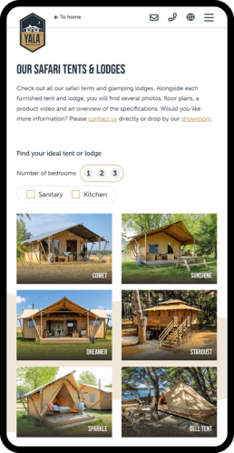 Yala Lodge Gallery Page Design For Mobile